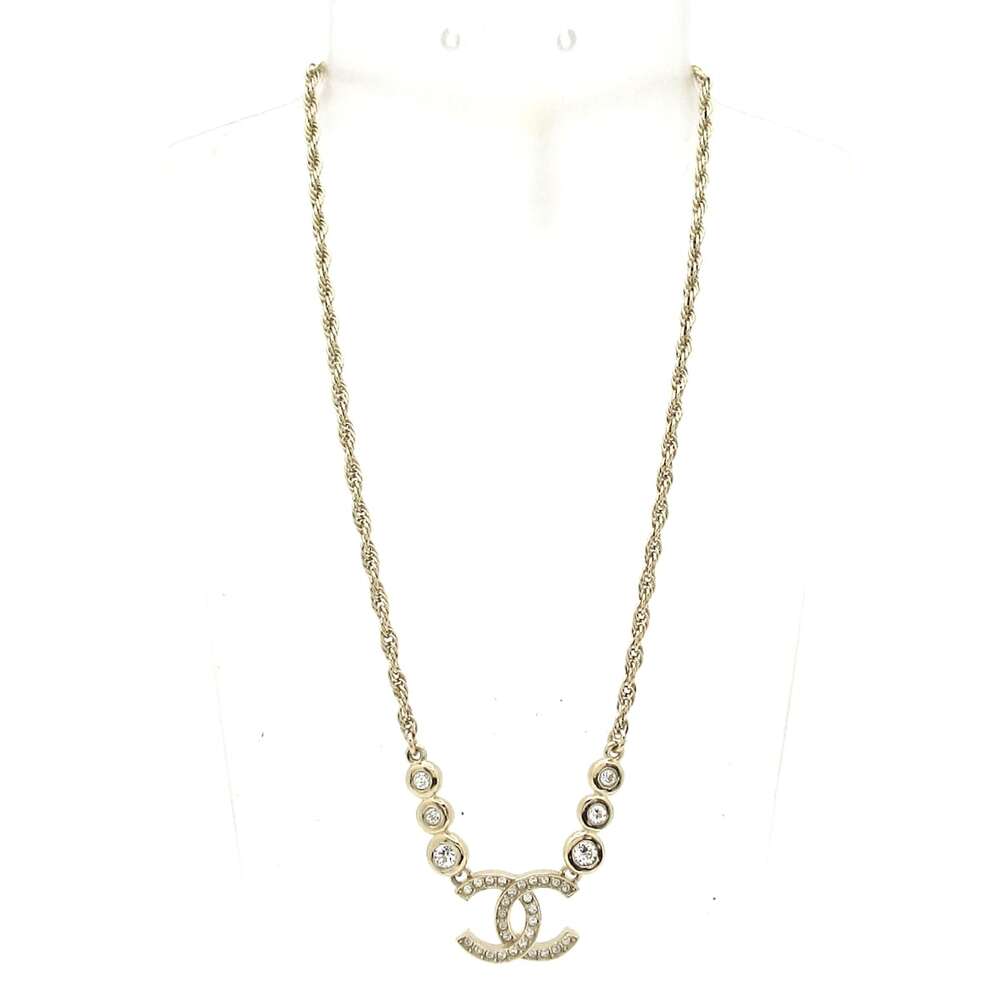 Chanel Coco Necklace ABC175 B14706 Gold Clear Hardware Rhinestones - Picture 2 of 6